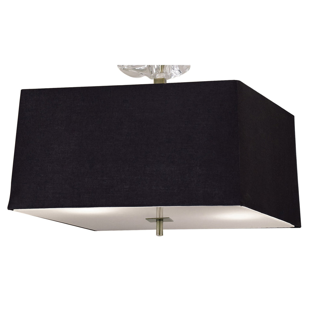 M0784AB/BS Akira Square Pendant 4 Light E27 Antique Brass/Frosted Glass Black Shade