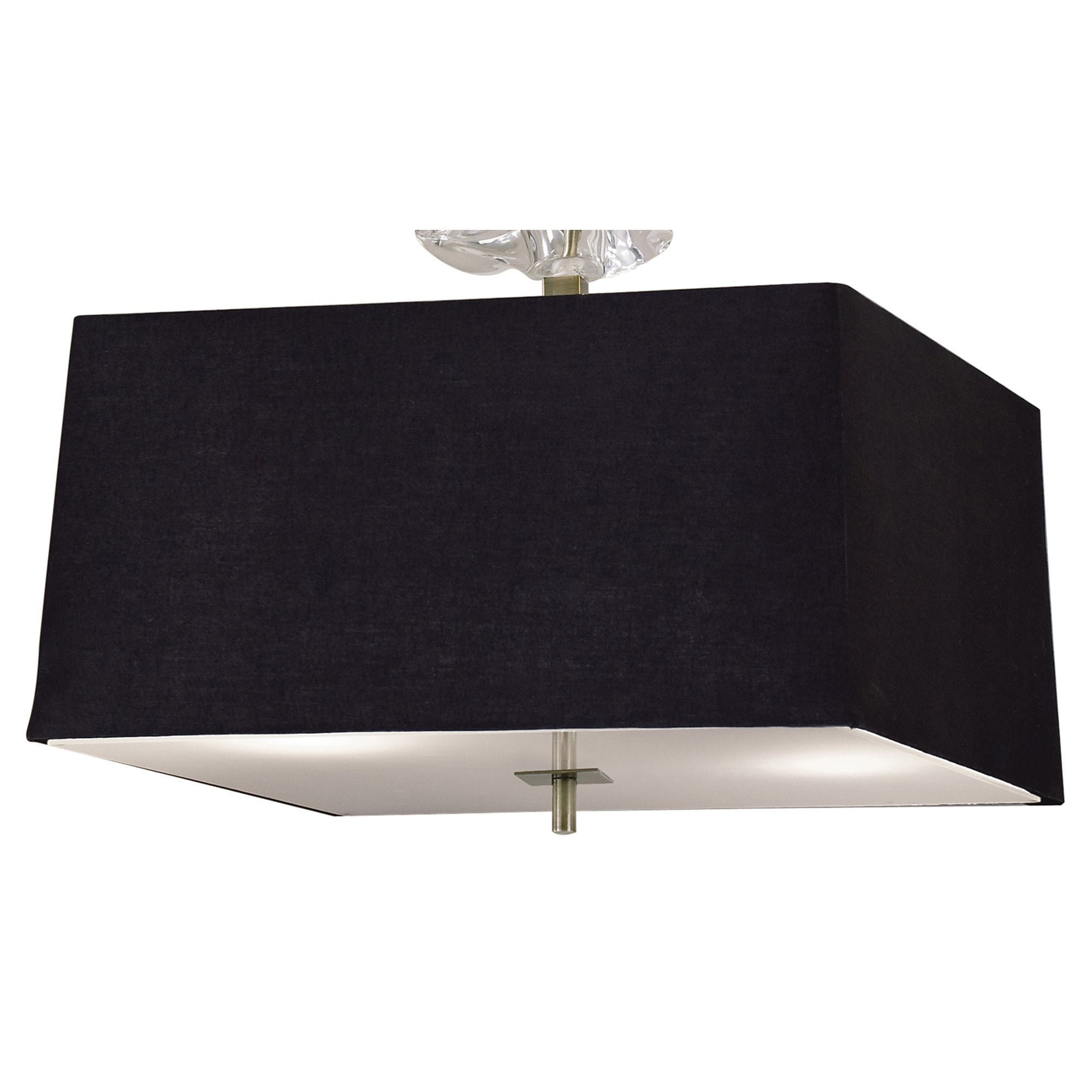 M0784AB/BS Akira Square Pendant 4 Light E27 Antique Brass/Frosted Glass Black Shade