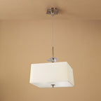 M0784AB Akira Square Pendant 4 Light E27 Antique Brass/Frosted Glass Cream Shade