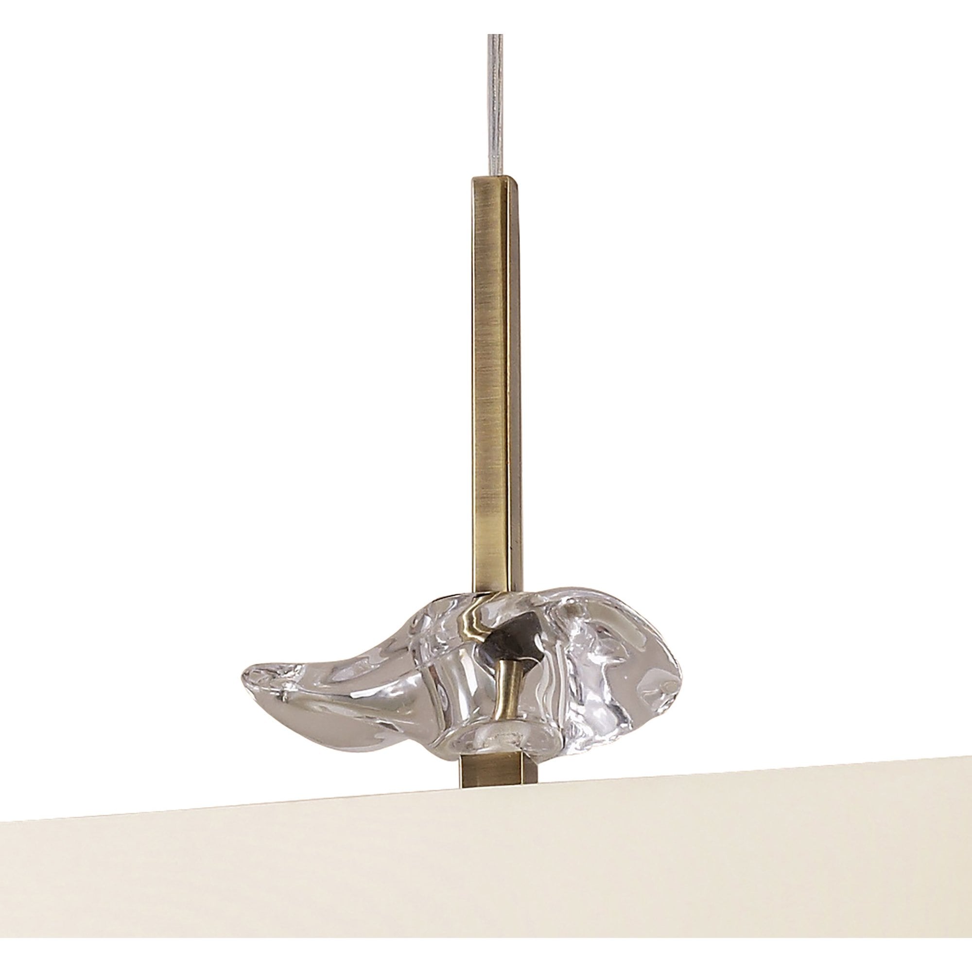 M0784AB Akira Square Pendant 4 Light E27 Antique Brass/Frosted Glass Cream Shade