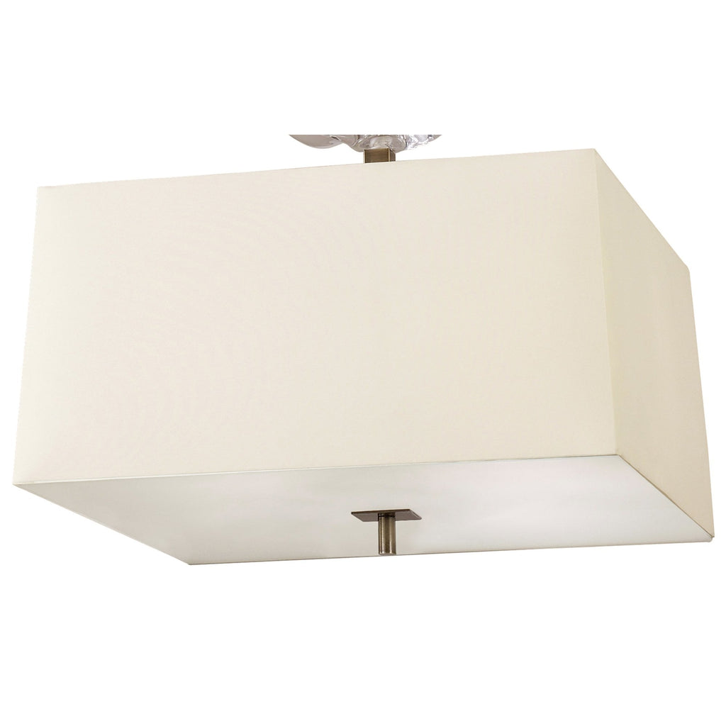 M0784AB Akira Square Pendant 4 Light E27 Antique Brass/Frosted Glass Cream Shade
