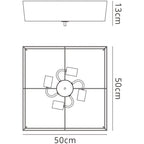 M0785 Akira Square Flush Ceiling 4 Light E27 Polished Chrome / Frosted Glass Black Shade