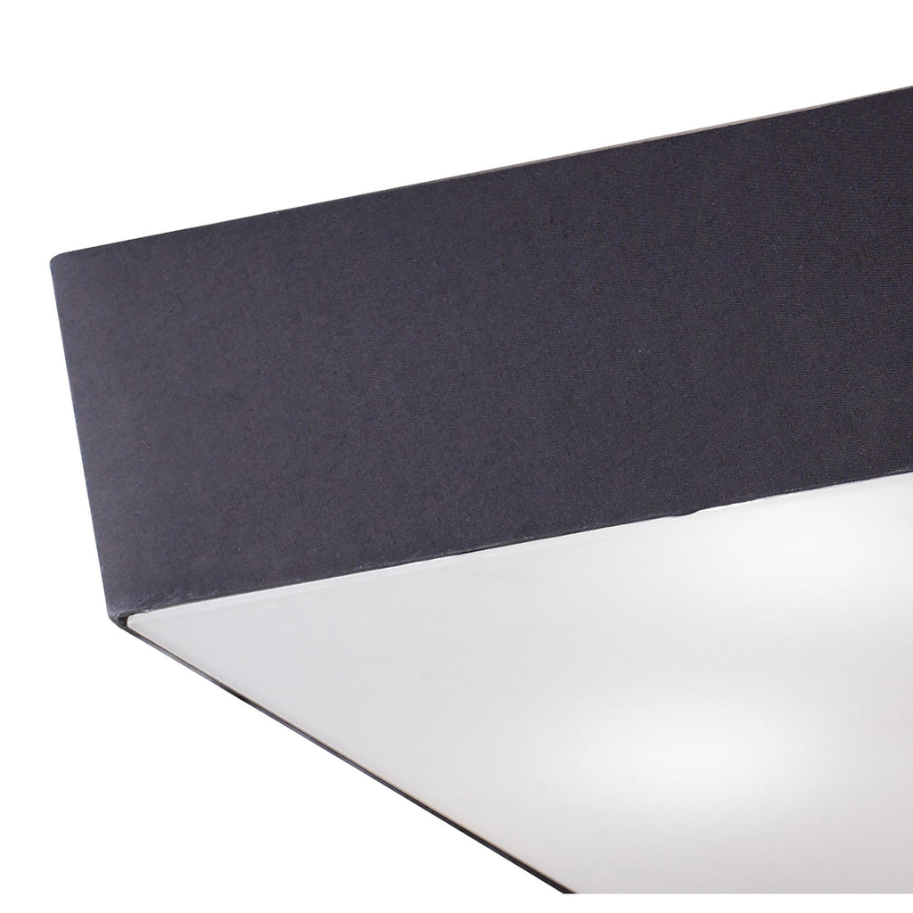 M0785 Akira Square Flush Ceiling 4 Light E27 Polished Chrome / Frosted Glass Black Shade
