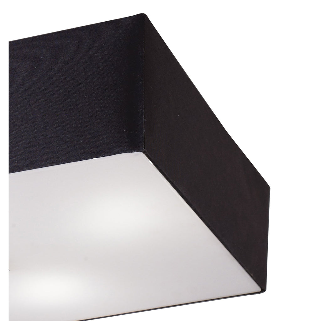 M0785 Akira Square Flush Ceiling 4 Light E27 Polished Chrome / Frosted Glass Black Shade