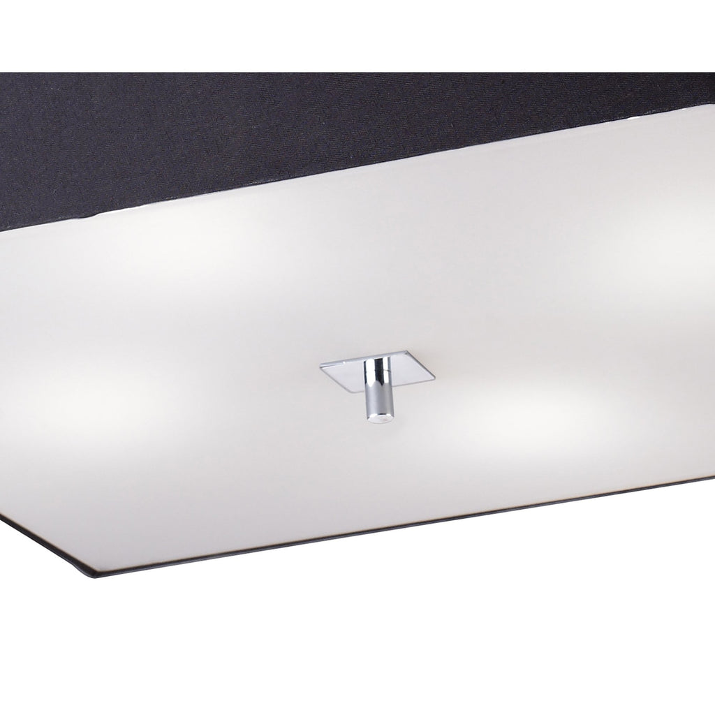 M0785 Akira Square Flush Ceiling 4 Light E27 Polished Chrome / Frosted Glass Black Shade