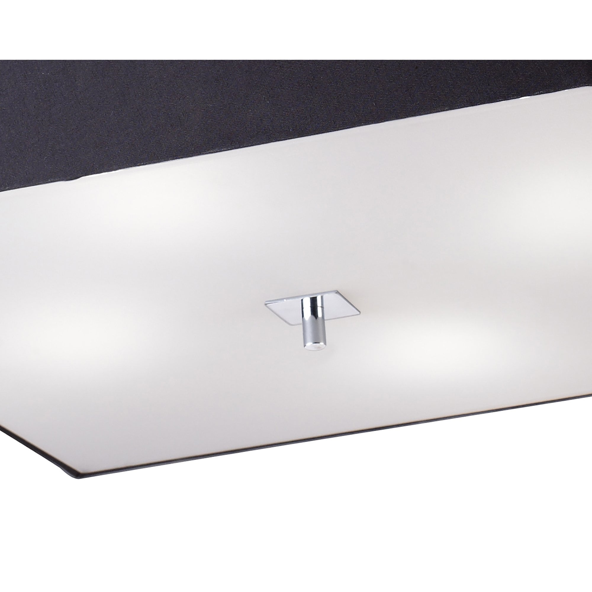 M0785 Akira Square Flush Ceiling 4 Light E27 Polished Chrome / Frosted Glass Black Shade