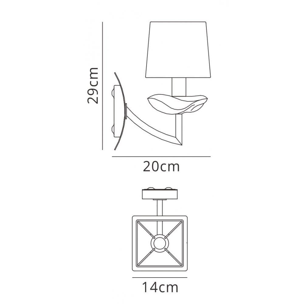 M0786/S Akira Wall Lamp Switched 1 Light E14 Polished Chrome Black Shade