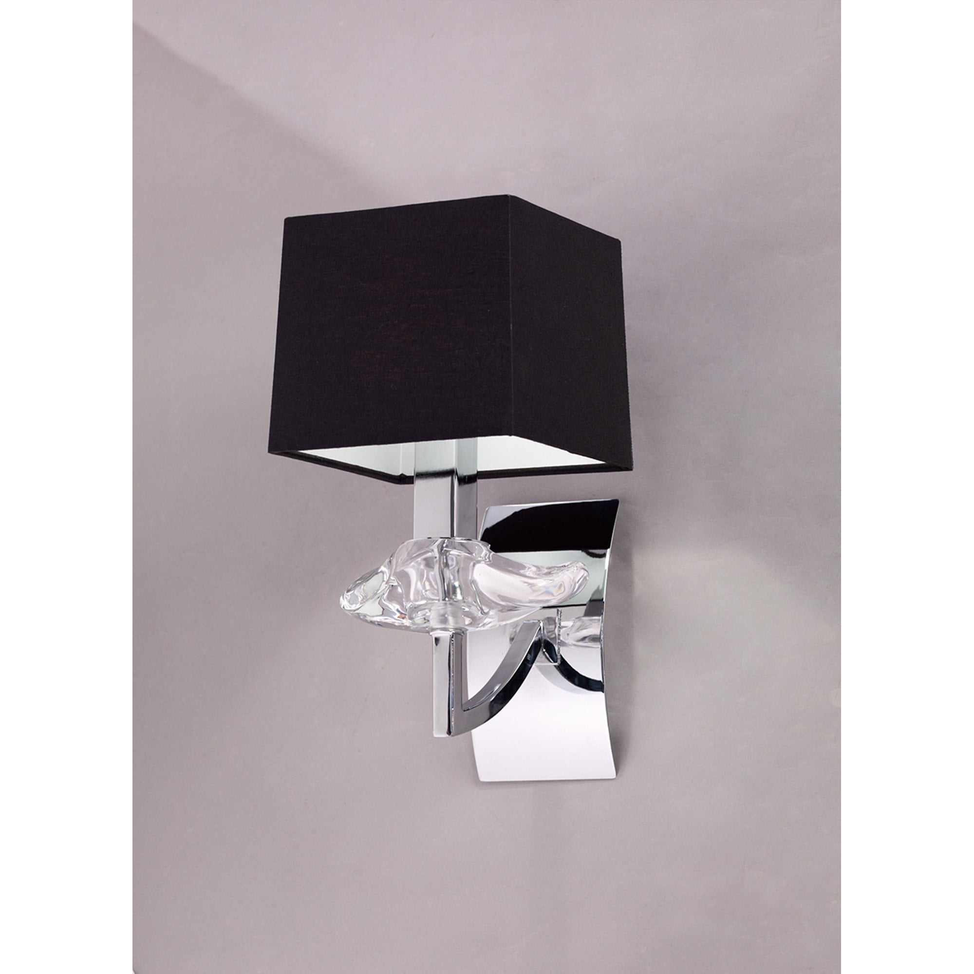 M0786/S Akira Wall Lamp Switched 1 Light E14 Polished Chrome Black Shade