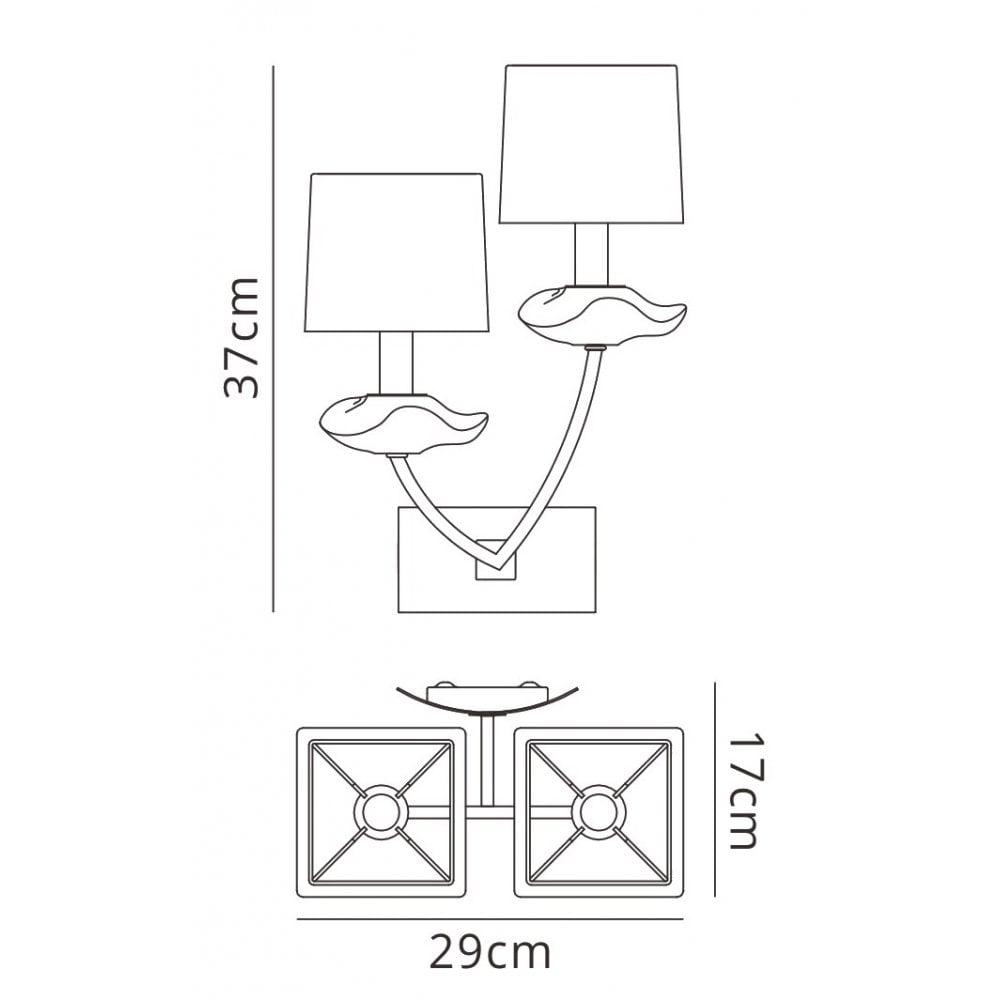 M0787/S Akira Wall Lamp Switched 2 Light E14 Polished Chrome Black Shades