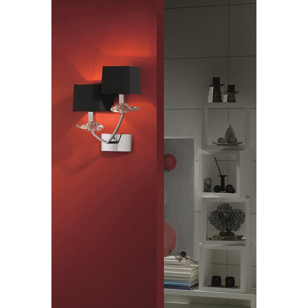 M0787/S Akira Wall Lamp Switched 2 Light E14 Polished Chrome Black Shades