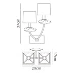 M0787AB/S Akira Wall Lamp Switched 2 Light E14 Antique Brass Cream Shades