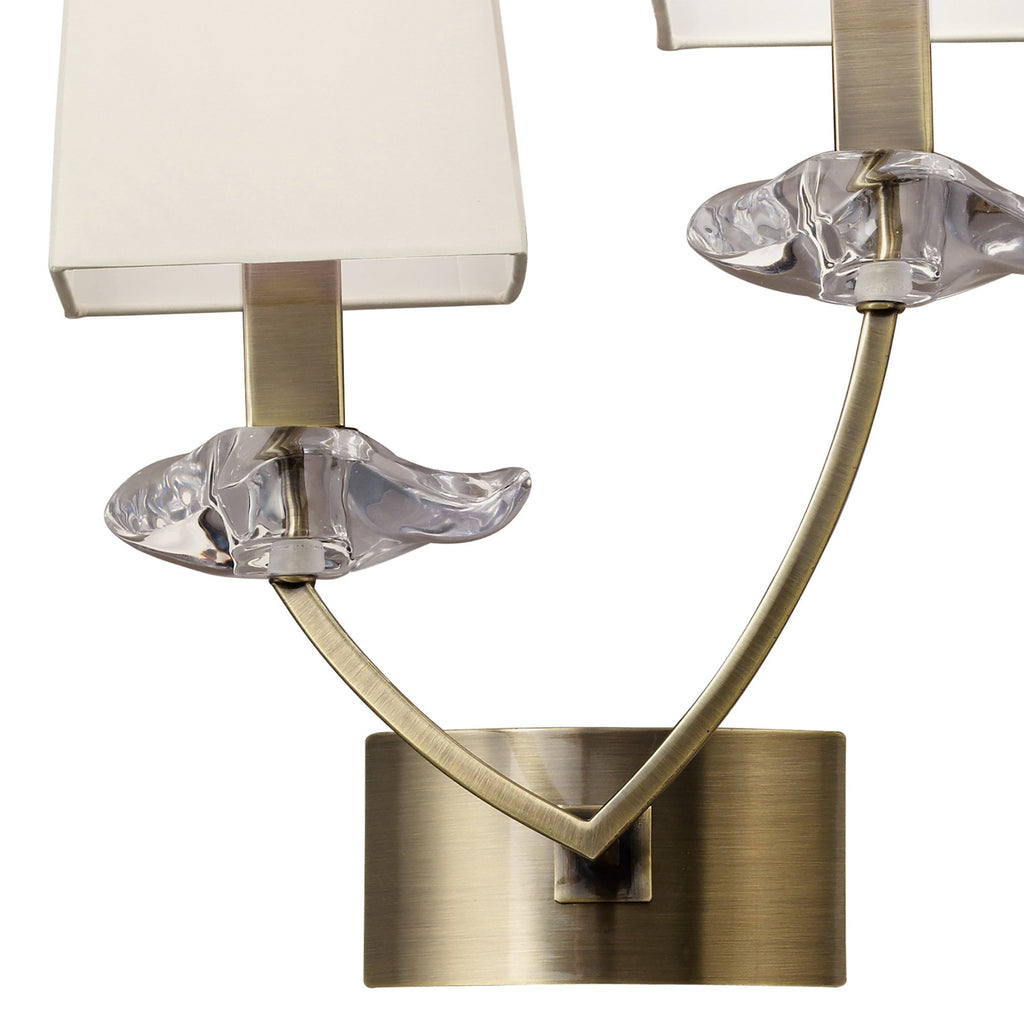 M0787AB/S Akira Wall Lamp Switched 2 Light E14 Antique Brass Cream Shades