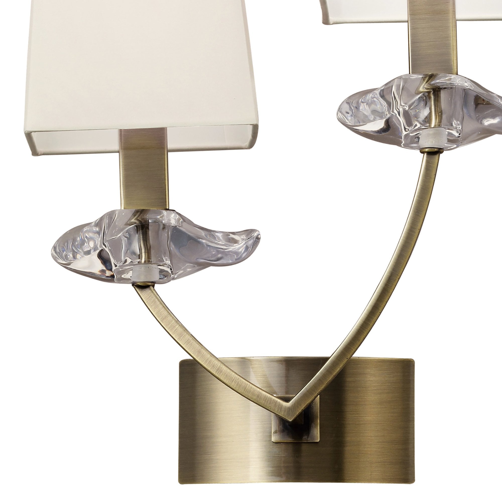 M0787AB/S Akira Wall Lamp Switched 2 Light E14 Antique Brass Cream Shades