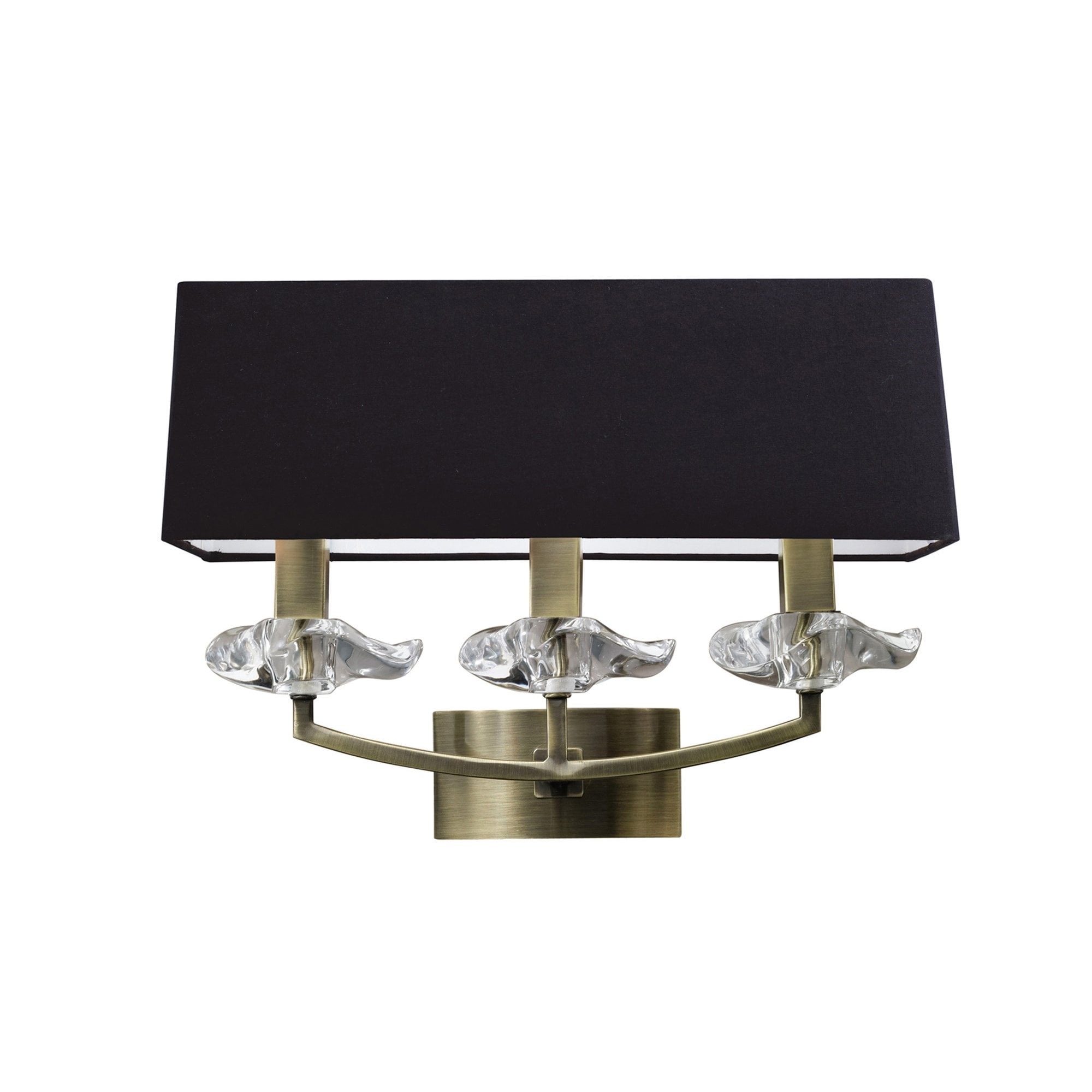 M0788AB/S/BS Akira Wall Lamp Switched 3 Light E14 Antique Brass Black Shade
