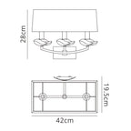 M0788AB/S/BS Akira Wall Lamp Switched 3 Light E14 Antique Brass Black Shade