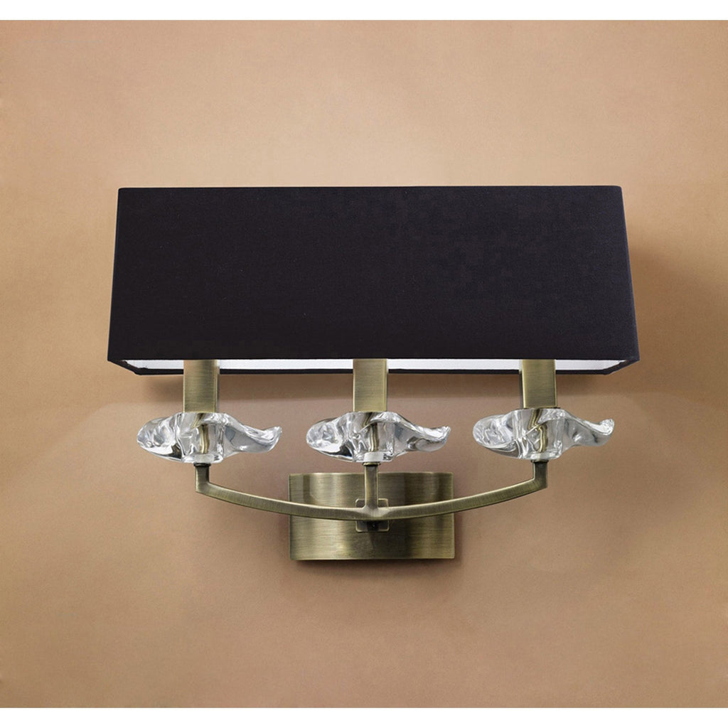 M0788AB/S/BS Akira Wall Lamp Switched 3 Light E14 Antique Brass Black Shade