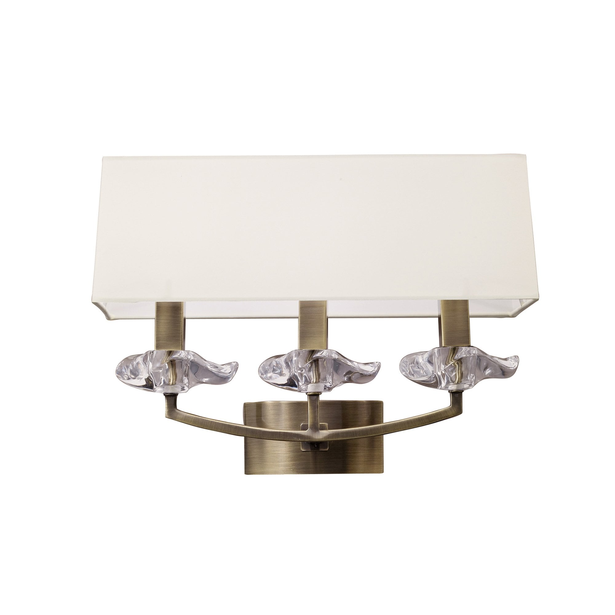 M0788AB/S Akira Wall Lamp Switched 3 Light E14 Antique Brass Cream Shade