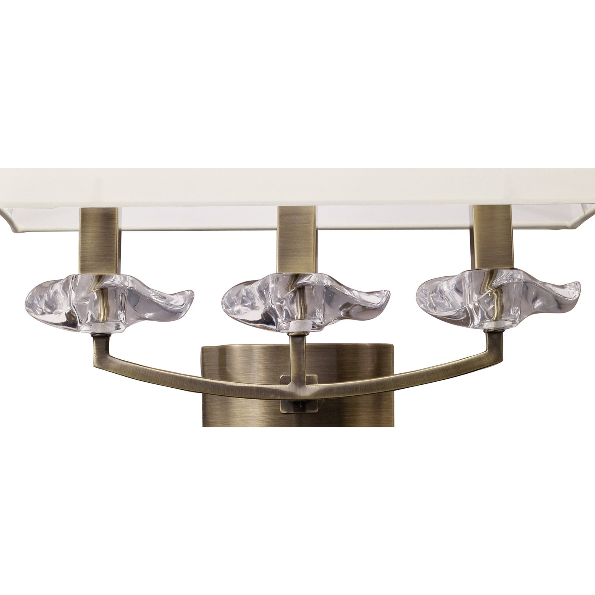 M0788AB/S Akira Wall Lamp Switched 3 Light E14 Antique Brass Cream Shade