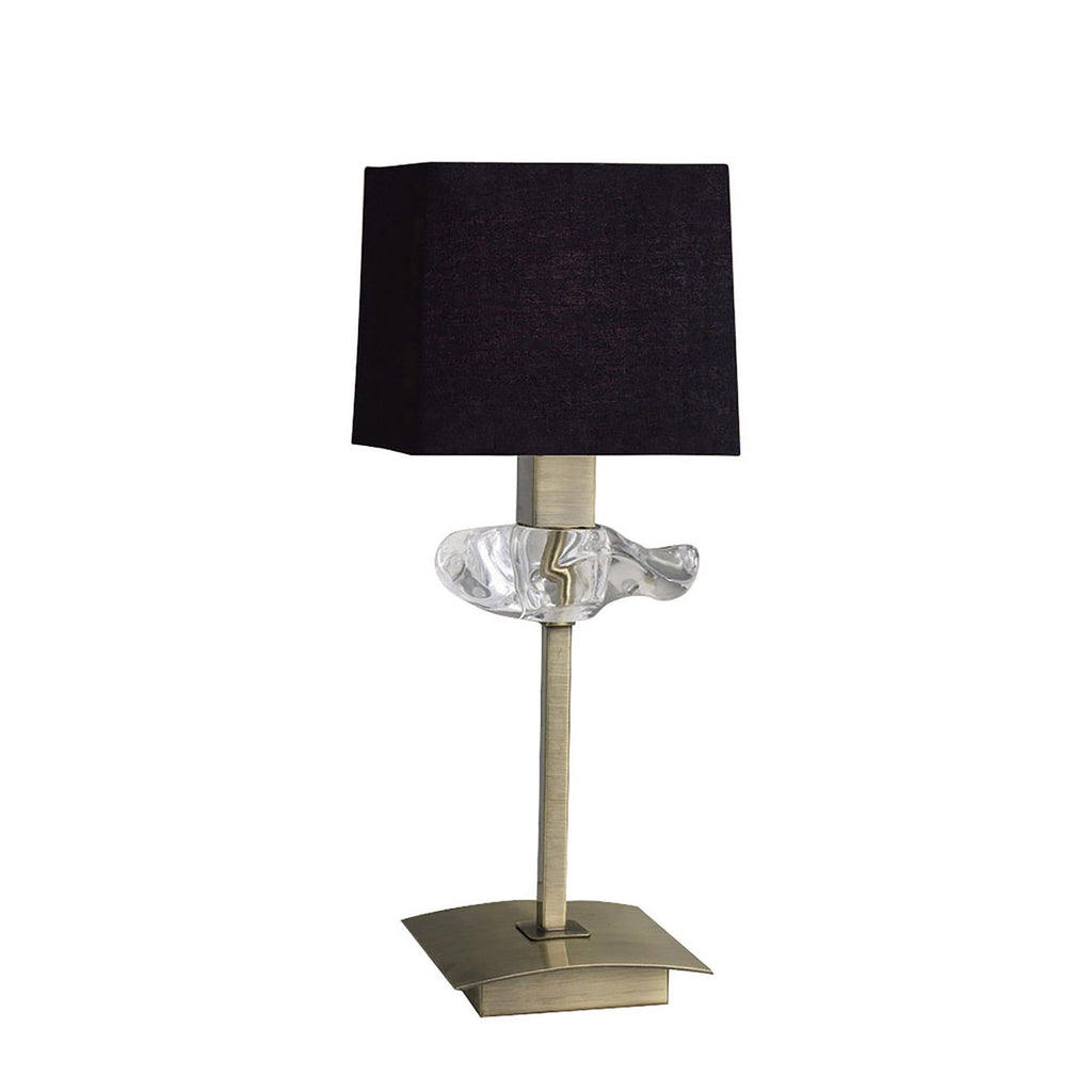 M0789AB/BS Akira Table Lamp 1 Light E14 Antique Brass Black Shade