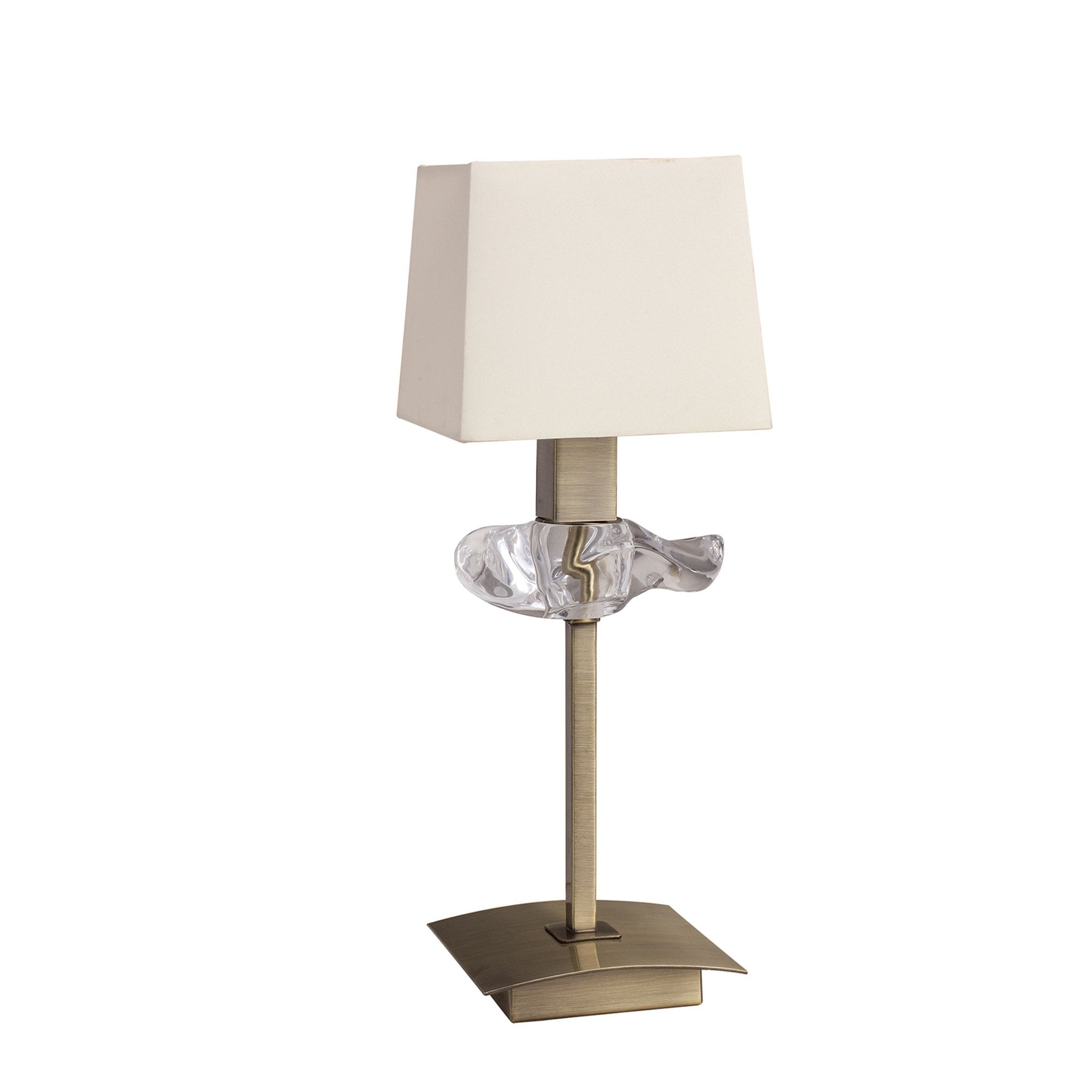 M0789AB Akira Table Lamp 1 Light E14 Antique Brass Cream Shade