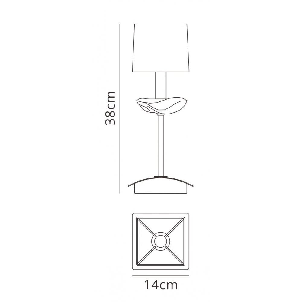 M0789AB Akira Table Lamp 1 Light E14 Antique Brass Cream Shade