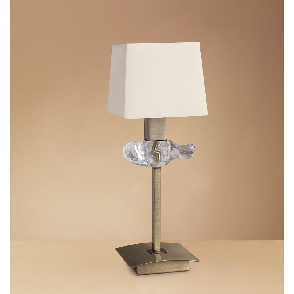 M0789AB Akira Table Lamp 1 Light E14 Antique Brass Cream Shade