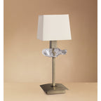 M0789AB Akira Table Lamp 1 Light E14 Antique Brass Cream Shade