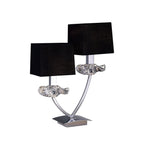 M0790 Akira Table Lamp 2 Light E14 Polished Chrome Black Shades