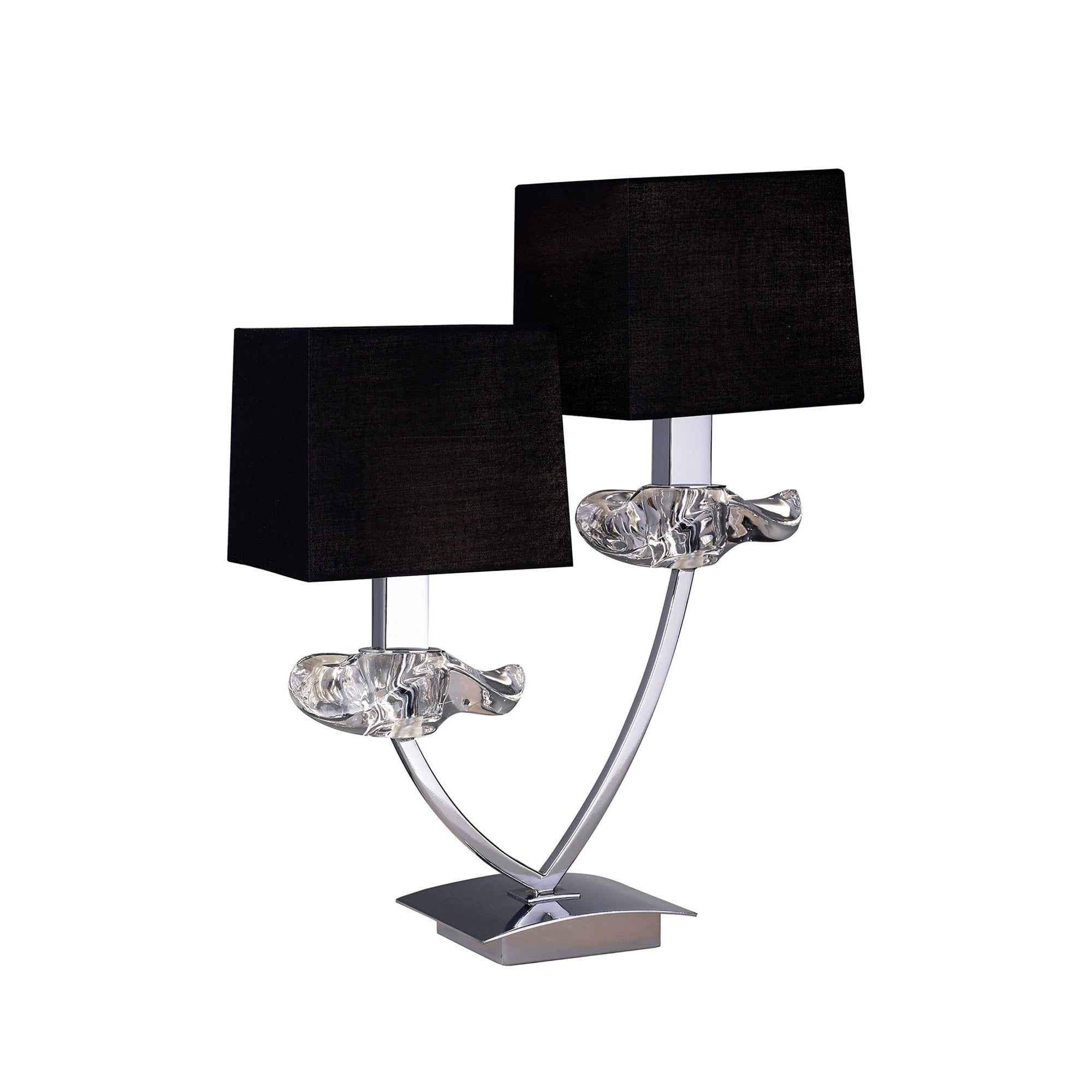 M0790 Akira Table Lamp 2 Light E14 Polished Chrome Black Shades