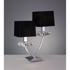 M0790 Akira Table Lamp 2 Light E14 Polished Chrome Black Shades