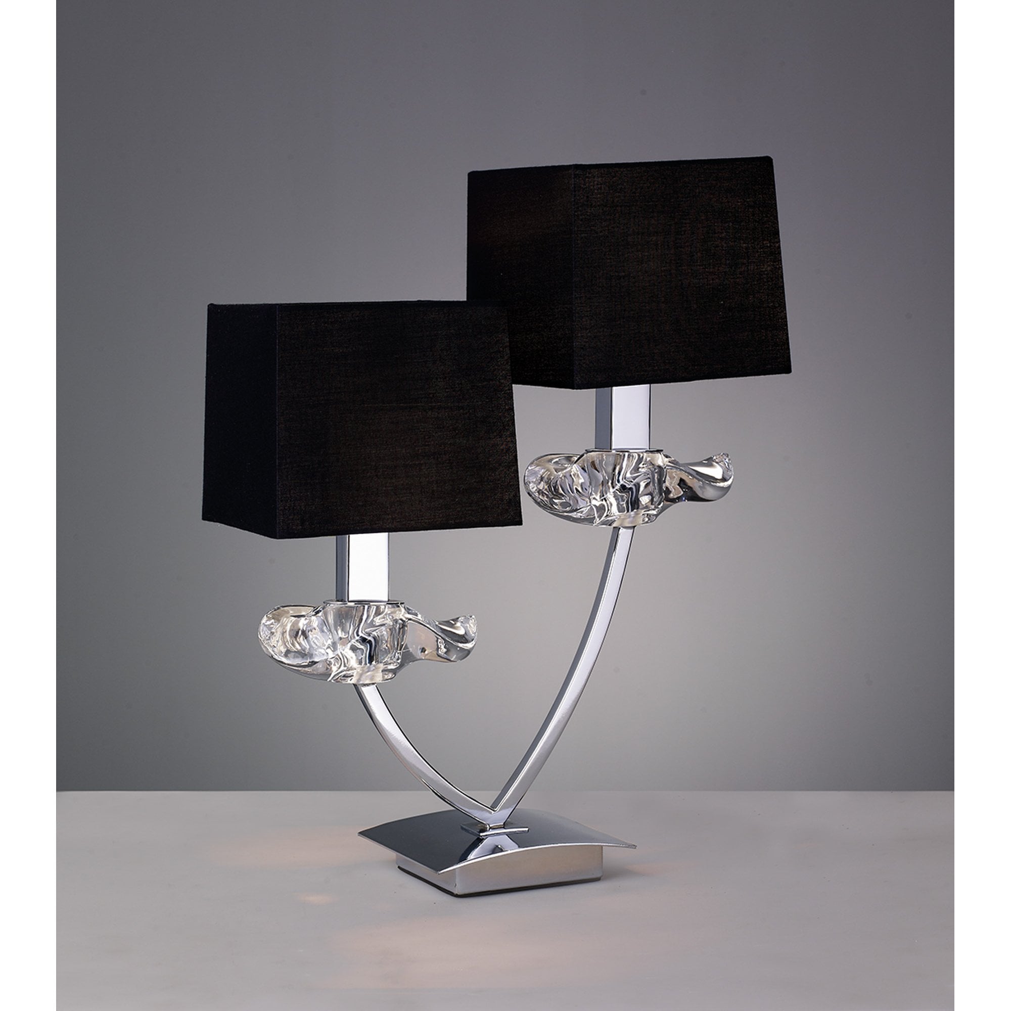 M0790 Akira Table Lamp 2 Light E14 Polished Chrome Black Shades