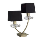 M0790AB/BS Akira Table Lamp 2 Light E14 Antique Brass Black Shades