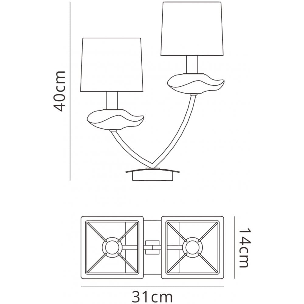 M0790AB Akira Table Lamp 2 Light E14 Antique Brass Cream Shades