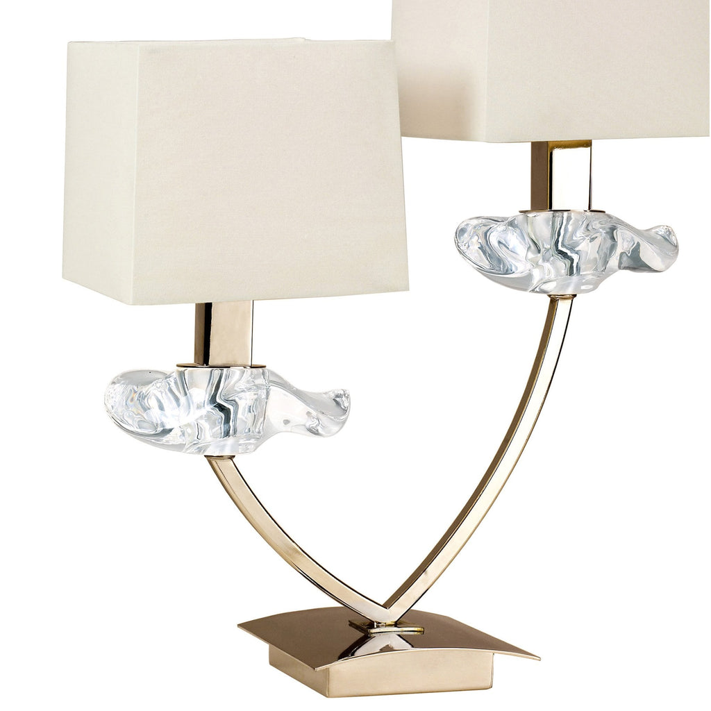 M0790AB Akira Table Lamp 2 Light E14 Antique Brass Cream Shades