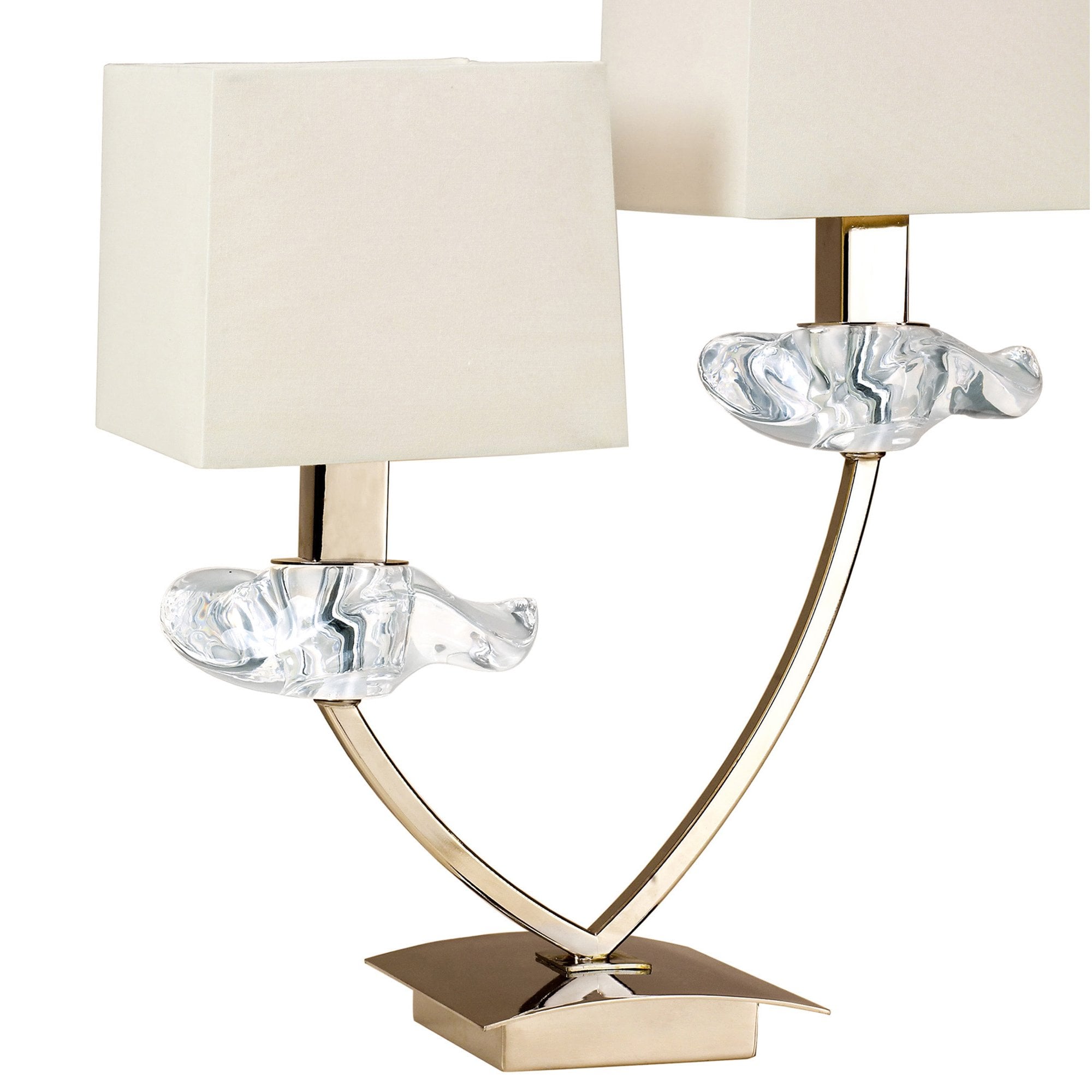 M0790AB Akira Table Lamp 2 Light E14 Antique Brass Cream Shades