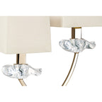 M0790AB Akira Table Lamp 2 Light E14 Antique Brass Cream Shades