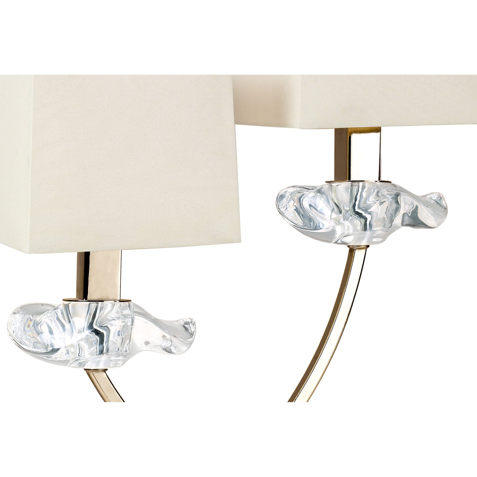 M0790AB Akira Table Lamp 2 Light E14 Antique Brass Cream Shades