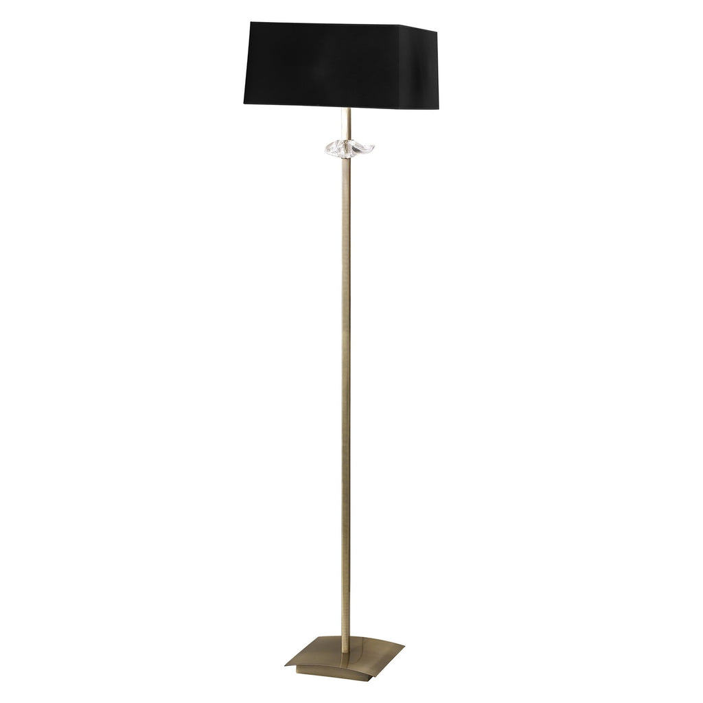 M0791AB/BS Akira Floor Lamp 3 Light E27 Antique Brass Black Shade