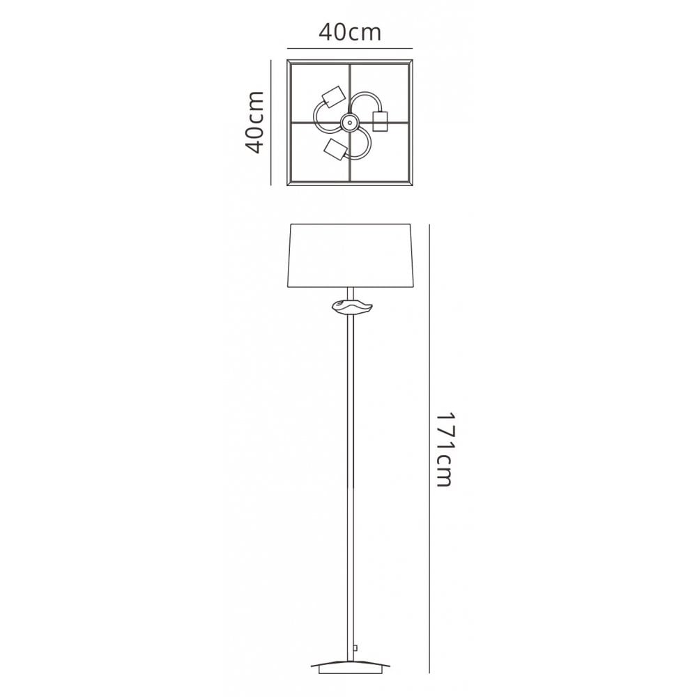 M0791AB/BS Akira Floor Lamp 3 Light E27 Antique Brass Black Shade