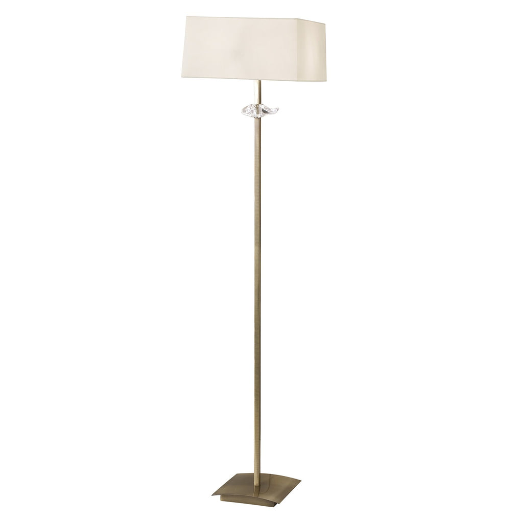M0791AB Akira Floor Lamp 3 Light E27 Antique Brass Cream Shade