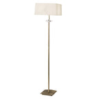 M0791AB Akira Floor Lamp 3 Light E27 Antique Brass Cream Shade