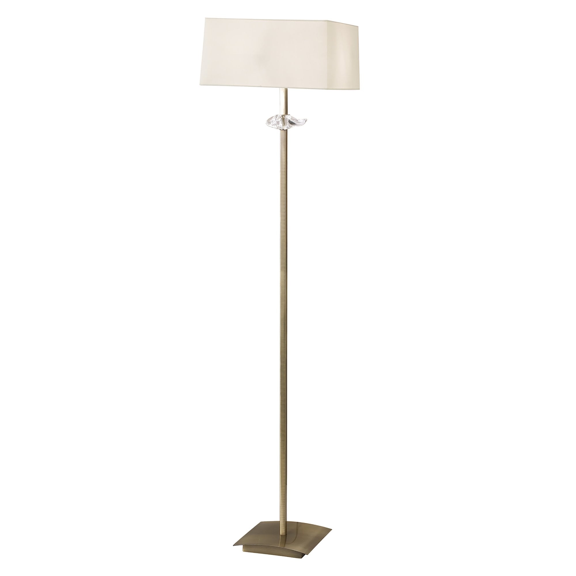 M0791AB Akira Floor Lamp 3 Light E27 Antique Brass Cream Shade