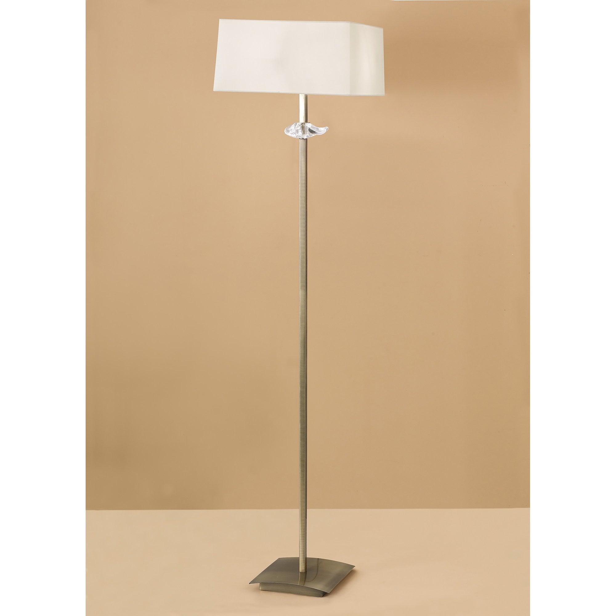 M0791AB Akira Floor Lamp 3 Light E27 Antique Brass Cream Shade