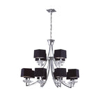 M0792 Akira Pendant 2 Tier 12 Light E14 Polished Chrome Black Shades