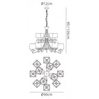 M0792 Akira Pendant 2 Tier 12 Light E14 Polished Chrome Black Shades