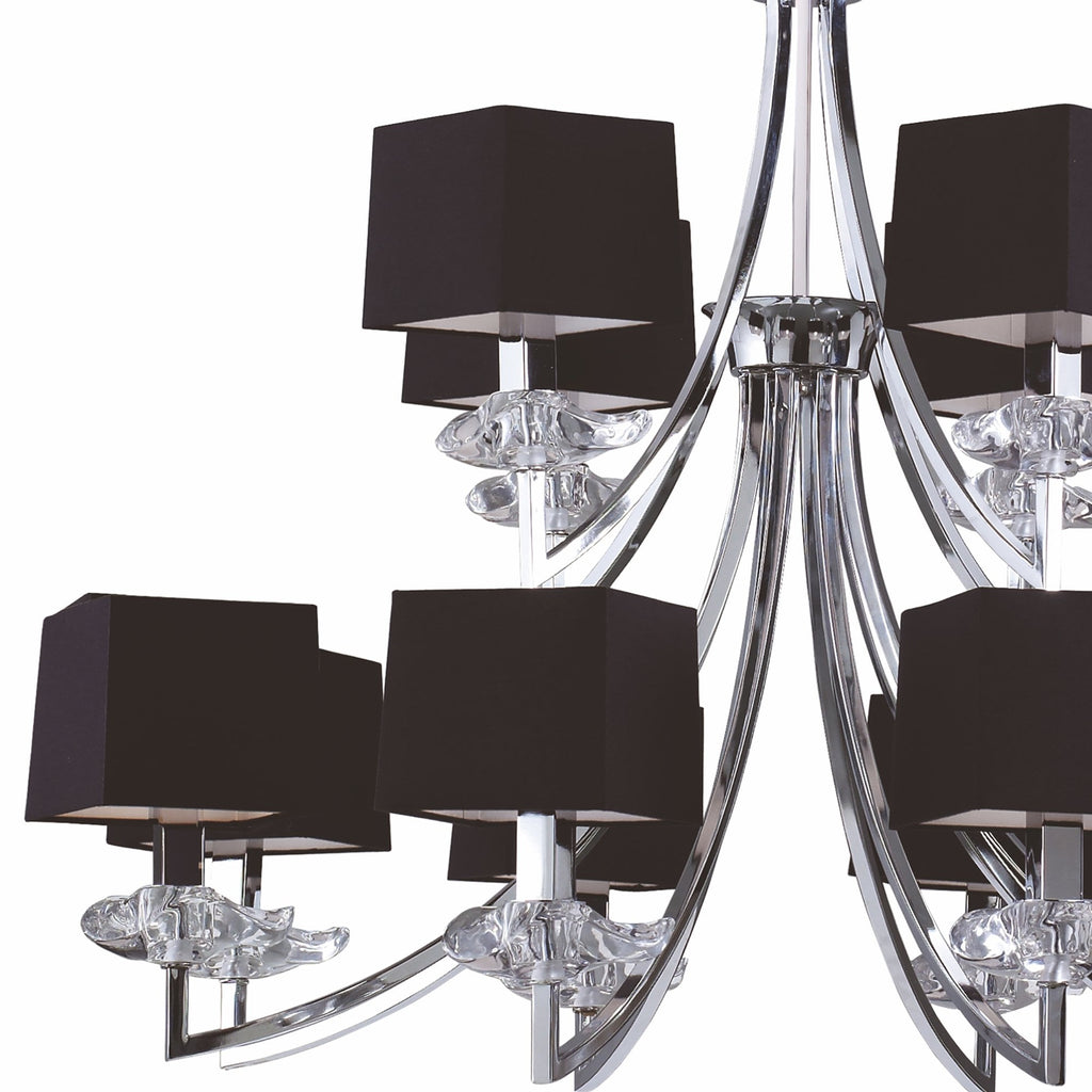 M0792 Akira Pendant 2 Tier 12 Light E14 Polished Chrome Black Shades