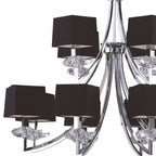 M0792 Akira Pendant 2 Tier 12 Light E14 Polished Chrome Black Shades