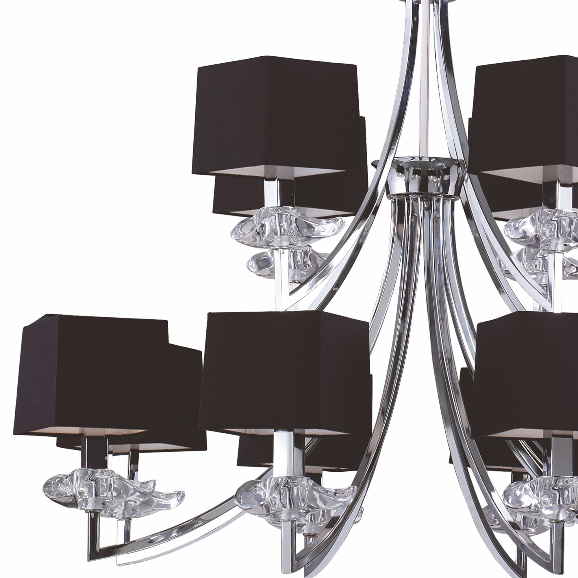 M0792 Akira Pendant 2 Tier 12 Light E14 Polished Chrome Black Shades