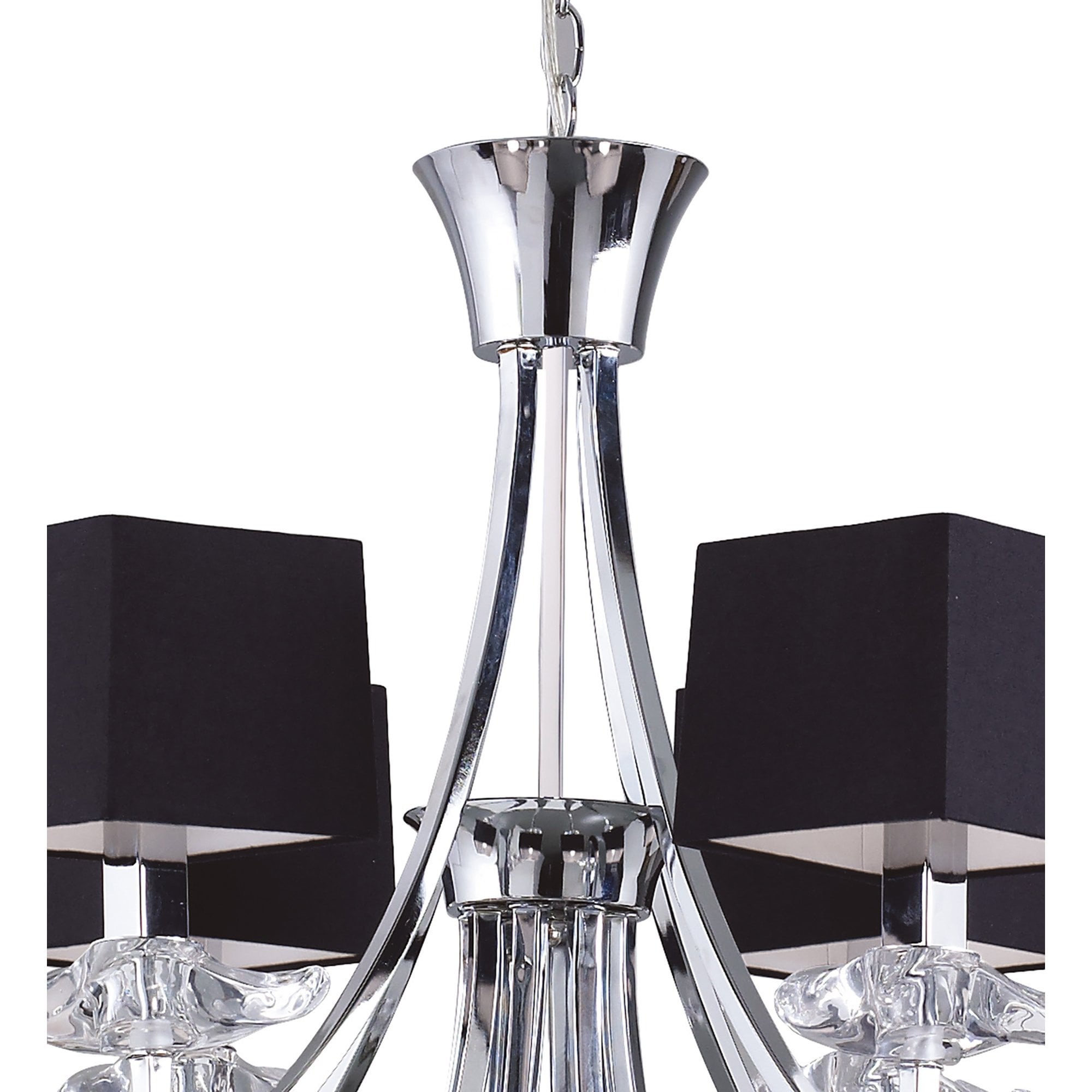 M0792 Akira Pendant 2 Tier 12 Light E14 Polished Chrome Black Shades