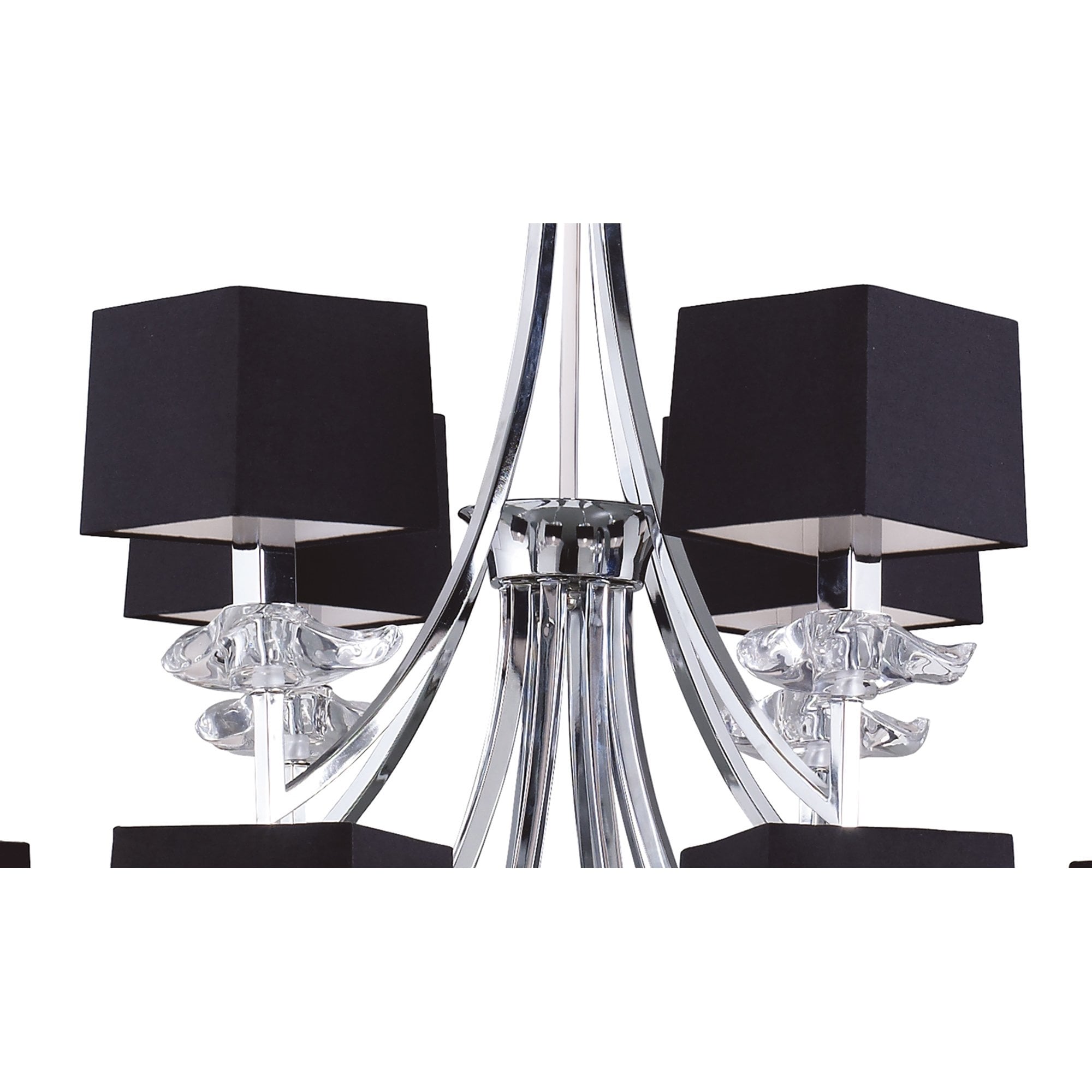 M0792 Akira Pendant 2 Tier 12 Light E14 Polished Chrome Black Shades